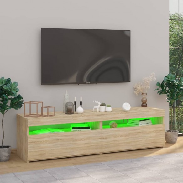 Meubles TV 2 pcs avec lumières LED Chêne sonoma 75x35x40 cm