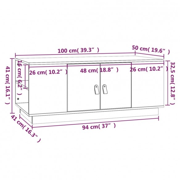 Table basse Blanc 100x50x41 cm Bois massif de pin