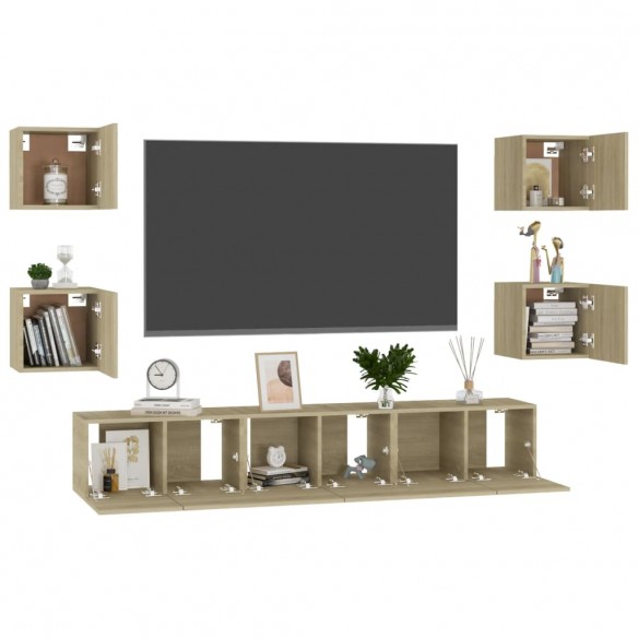 Ensemble de meubles TV 7 pcs Chêne sonoma Aggloméré