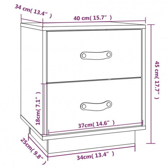 Tables de chevet 2 pcs 40x34x45 cm Bois de pin massif