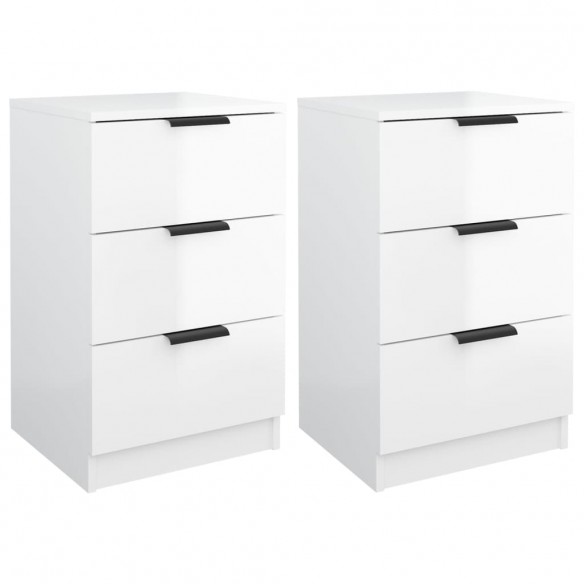 Tables de chevet 2 pcs Blanc brillant 40x36x65 cm