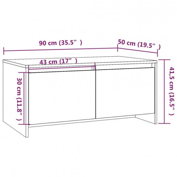 Table basse Blanc brillant 90x50x41,5 cm Aggloméré