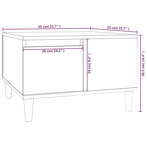 Table basse sonoma gris 55x55x36,5 cm bois d'ingénierie