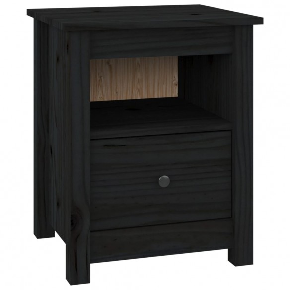 Table de chevet Noir 40x35x49 cm Bois de pin massif