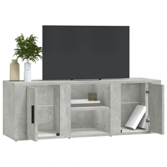 Meuble TV Gris béton 100x31,5x35 cm Bois d'ingénierie