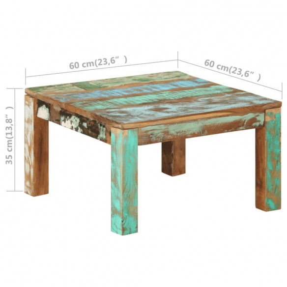 Table basse 60x60x35 cm Bois de récupération massif