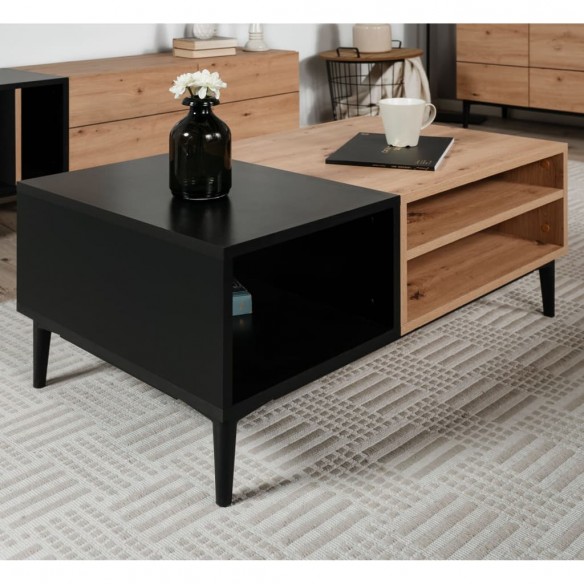 Finori Table basse Nola 55A Chêne artisanal et noir