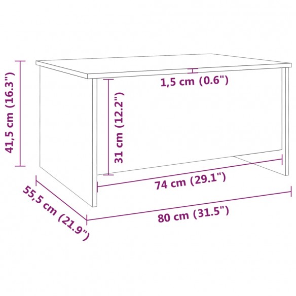 Table basse Gris béton 80x55,5x41,5 cm Bois d'ingénierie