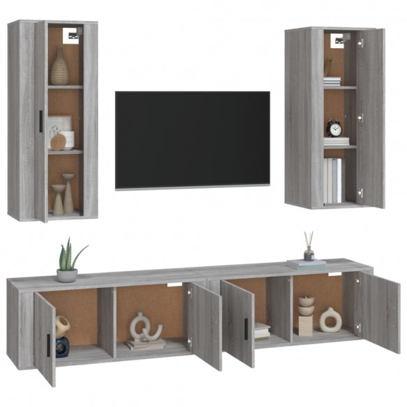 Ensemble de meubles TV 4 pcs Sonoma gris Bois d'ingénierie