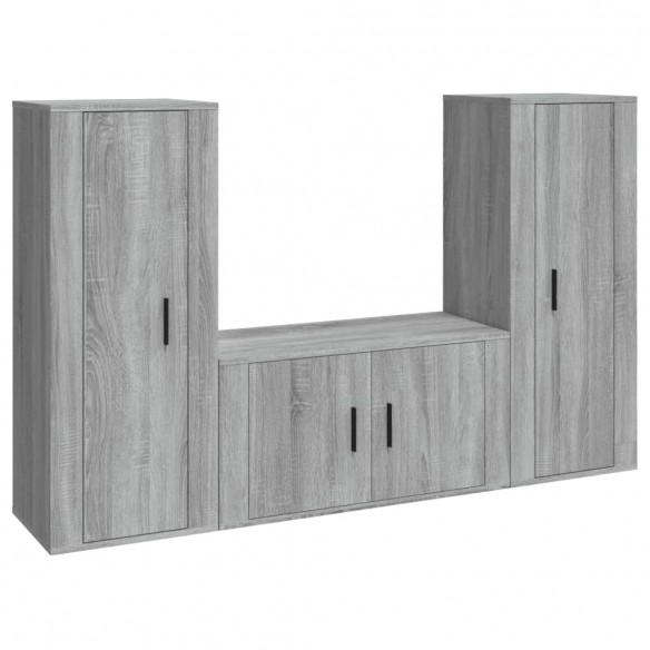 Ensemble de meubles TV 3 pcs Sonoma gris Bois d'ingénierie