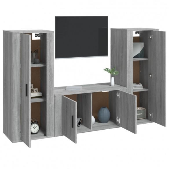 Ensemble de meubles TV 3 pcs Sonoma gris Bois d'ingénierie