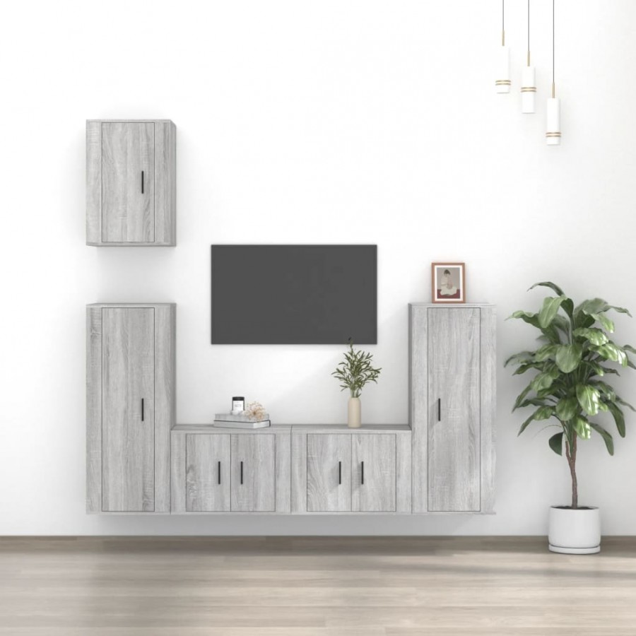 Ensemble de meubles TV 5 pcs Sonoma gris Bois d'ingénierie