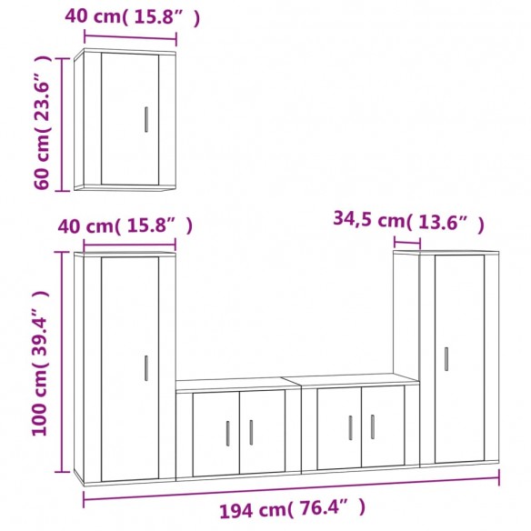 Ensemble de meubles TV 5 pcs Sonoma gris Bois d'ingénierie