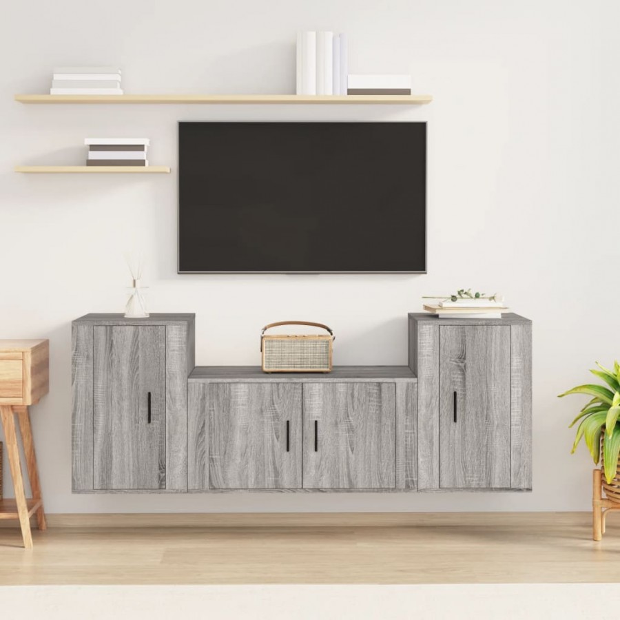 Ensemble de meubles TV 3 pcs Sonoma gris Bois d'ingénierie