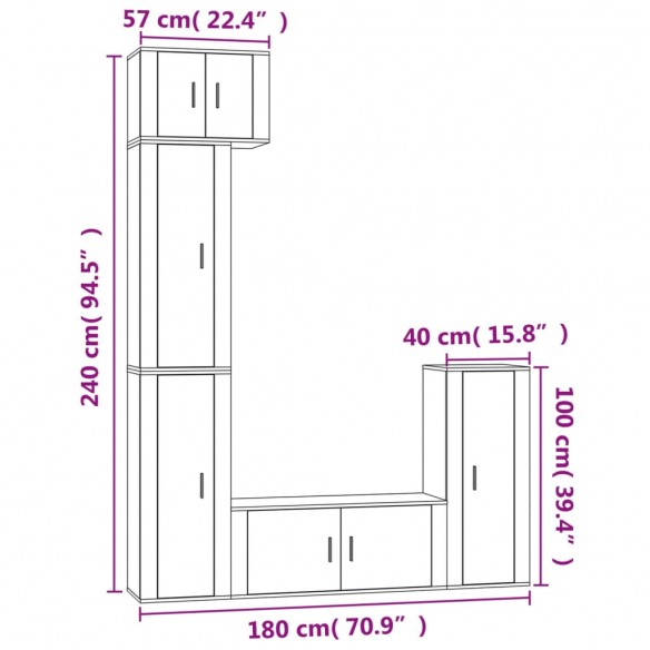 Ensemble de meubles TV 5 pcs Sonoma gris Bois d'ingénierie