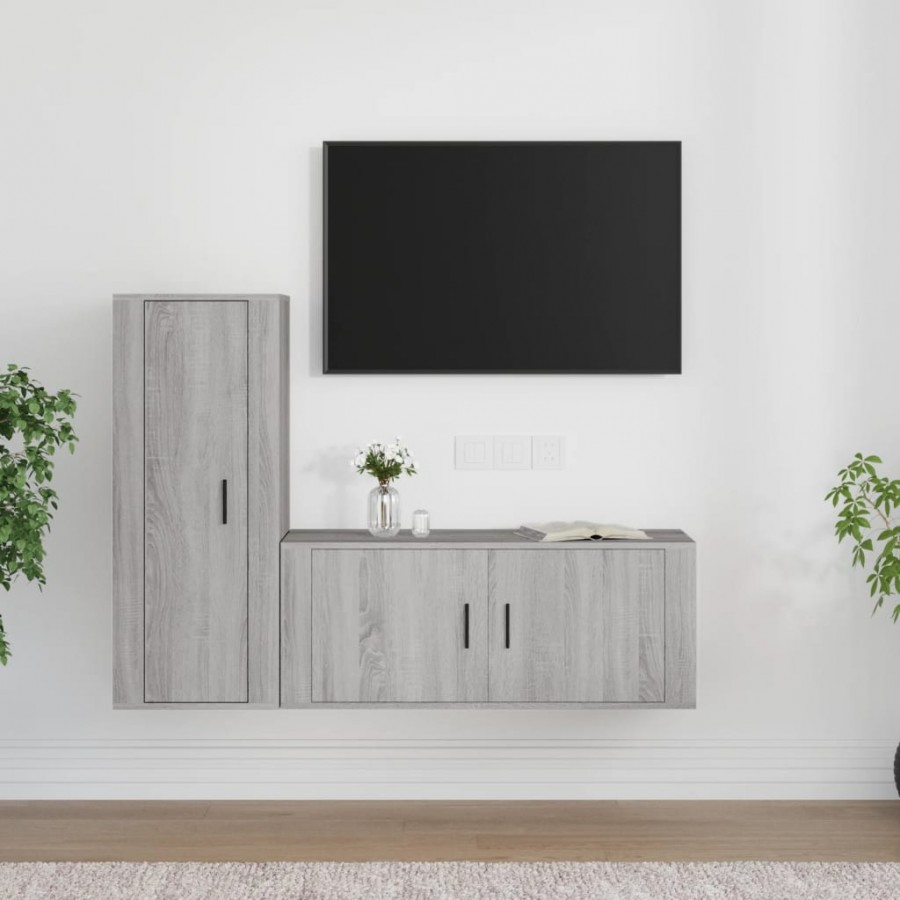 Ensemble de meubles TV 2 pcs Sonoma gris Bois d'ingénierie