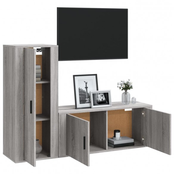 Ensemble de meubles TV 2 pcs Sonoma gris Bois d'ingénierie