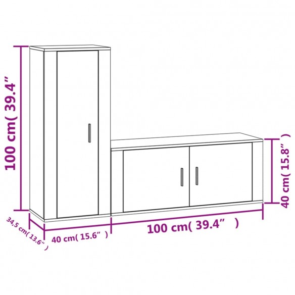 Ensemble de meubles TV 2 pcs Sonoma gris Bois d'ingénierie