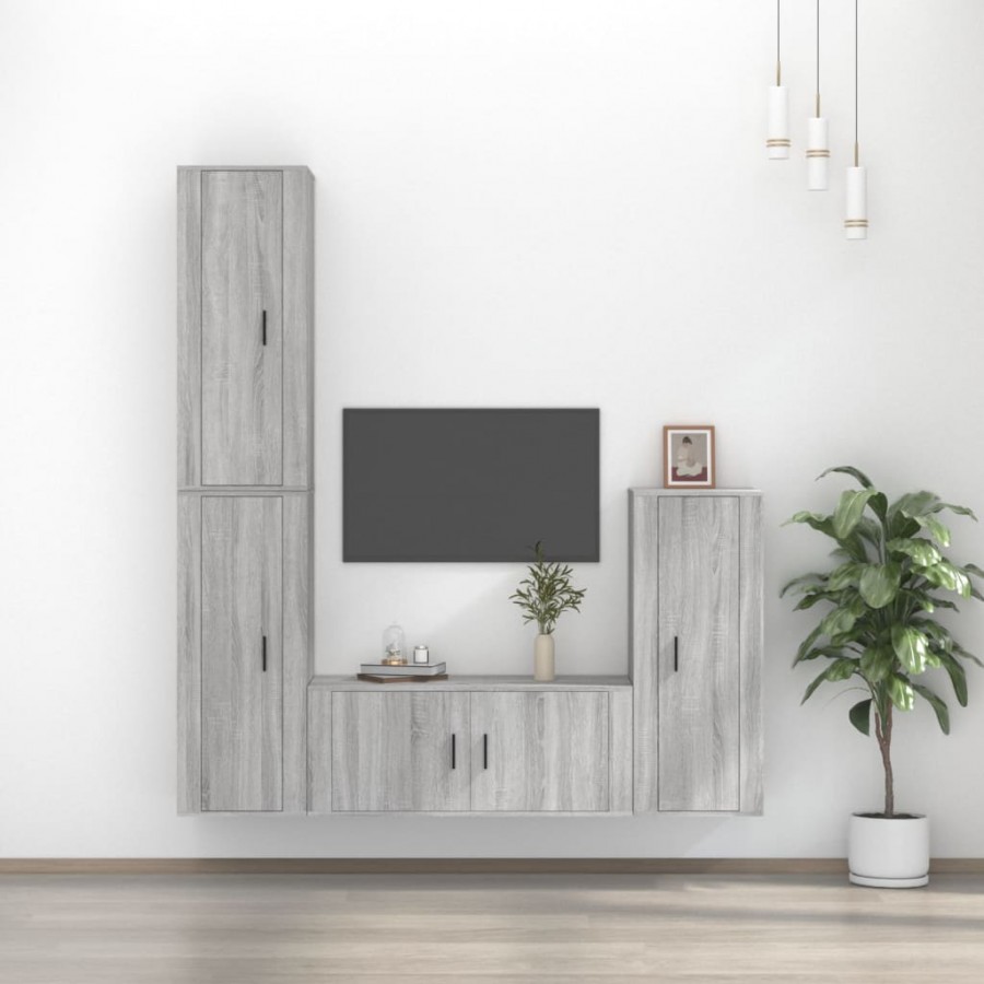 Ensemble de meubles TV 4 pcs Sonoma gris Bois d'ingénierie