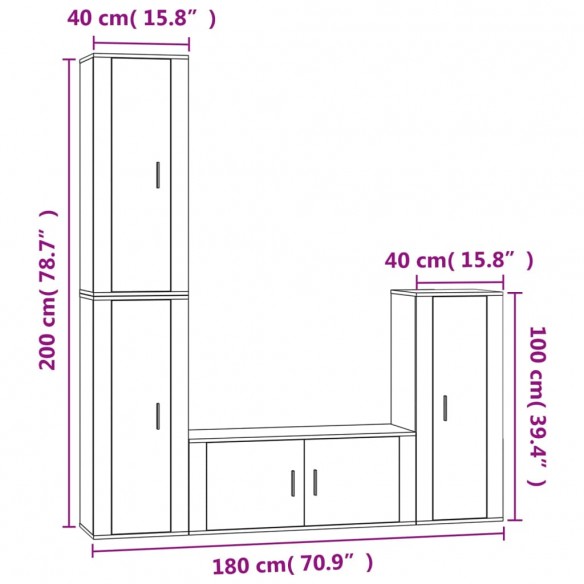 Ensemble de meubles TV 4 pcs Sonoma gris Bois d'ingénierie