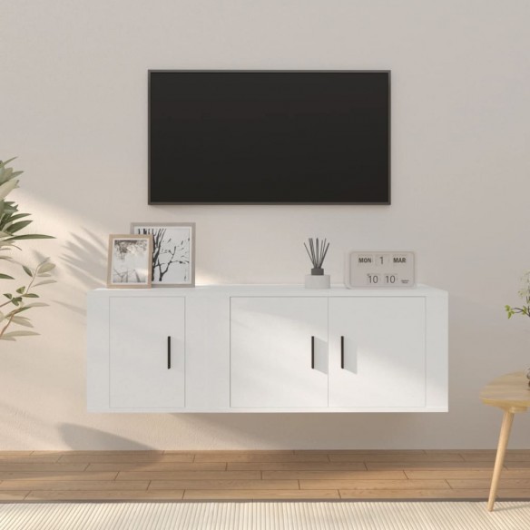 Ensemble de meubles TV 2 pcs Blanc Bois d'ingénierie