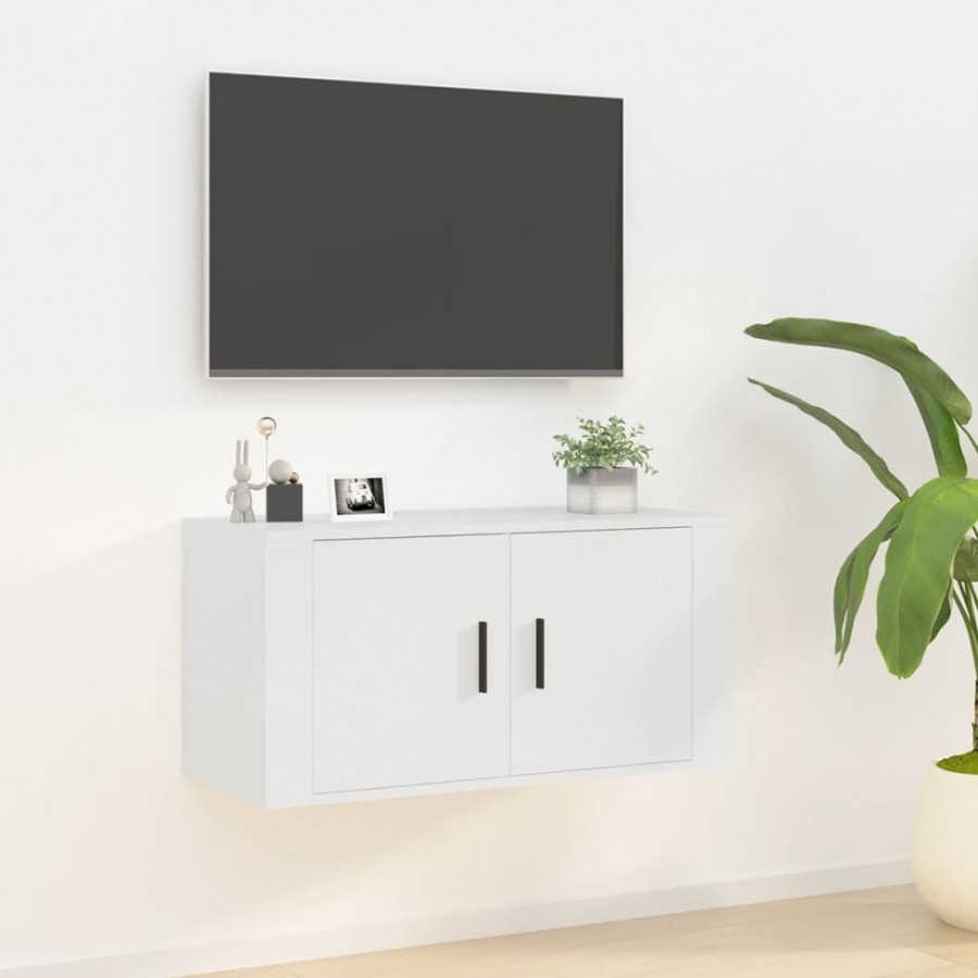 Meuble TV mural Blanc 80x34,5x40 cm