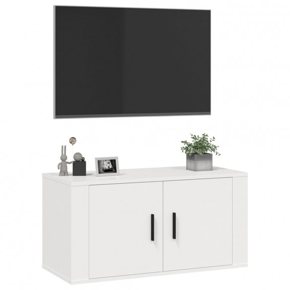 Meuble TV mural Blanc 80x34,5x40 cm