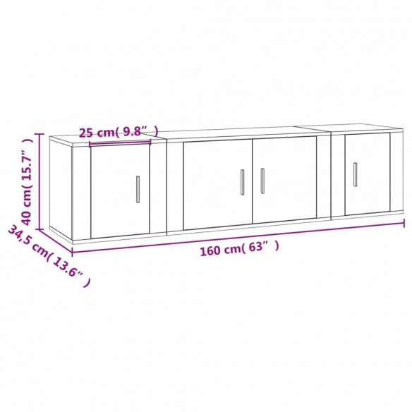 Ensemble de meubles TV 3 pcs Sonoma gris Bois d'ingénierie