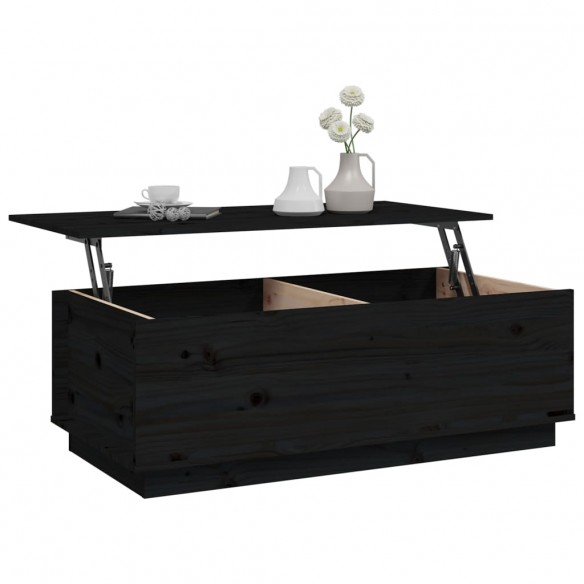 Table basse Noir 100x50x35 cm Bois massif de pin