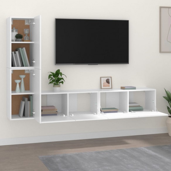 Ensemble de meubles TV 4 pcs Blanc Bois d'ingénierie