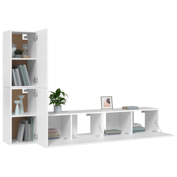 Ensemble de meubles TV 4 pcs Blanc Bois d'ingénierie