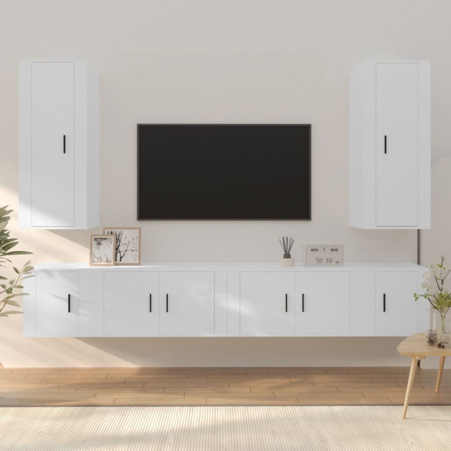 Ensemble de meubles TV 6 pcs Blanc Bois d'ingénierie