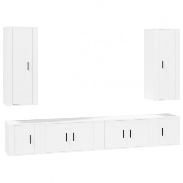 Ensemble de meubles TV 6 pcs Blanc Bois d'ingénierie