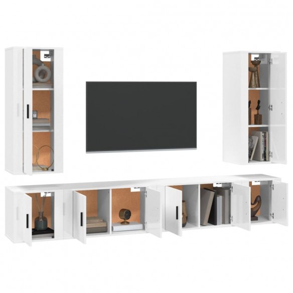 Ensemble de meubles TV 6 pcs Blanc Bois d'ingénierie