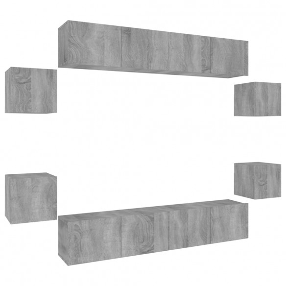 Ensemble de meubles TV 8 pcs Sonoma gris Bois d'ingénierie