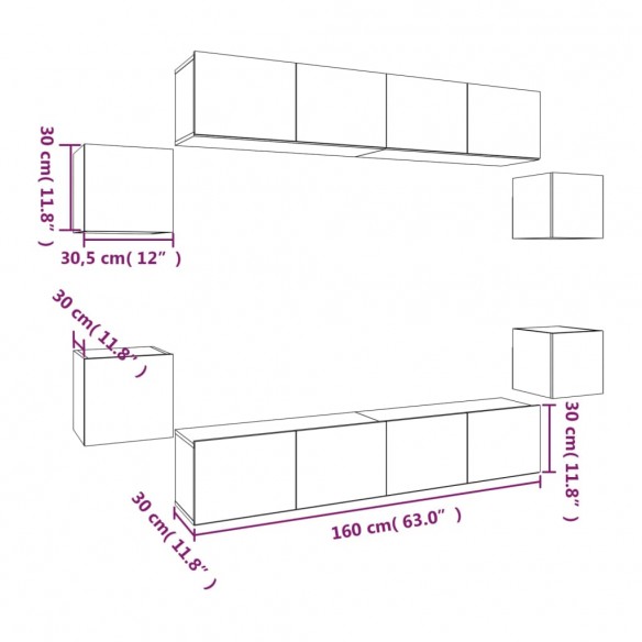 Ensemble de meubles TV 8 pcs Sonoma gris Bois d'ingénierie