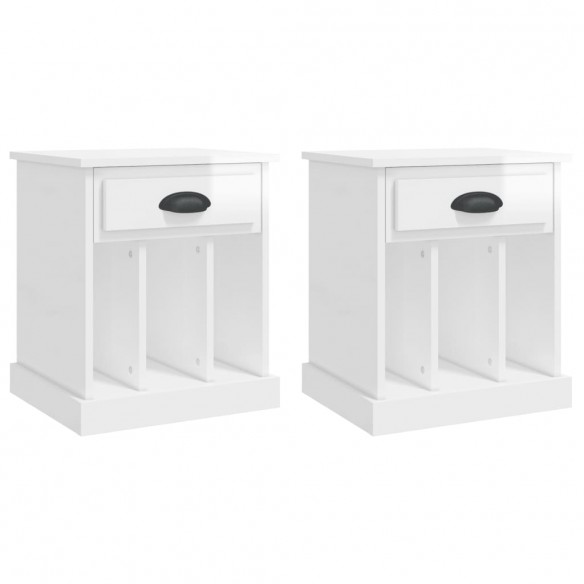 Tables de chevet 2 pcs blanc brillant 43x36x50 cm