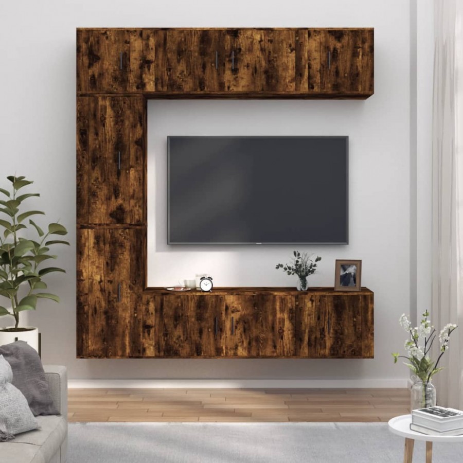 Ensemble de meubles TV 7 pcs Chêne fumé Bois d'ingénierie