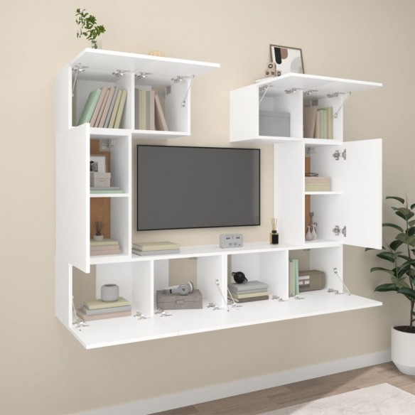 Ensemble de meubles TV 6 pcs Blanc Bois d'ingénierie