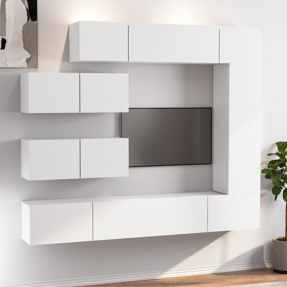 Ensemble de meubles TV 7 pcs Blanc Bois d'ingénierie