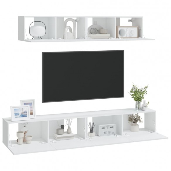 Ensemble de meubles TV 4 pcs Blanc Bois d'ingénierie