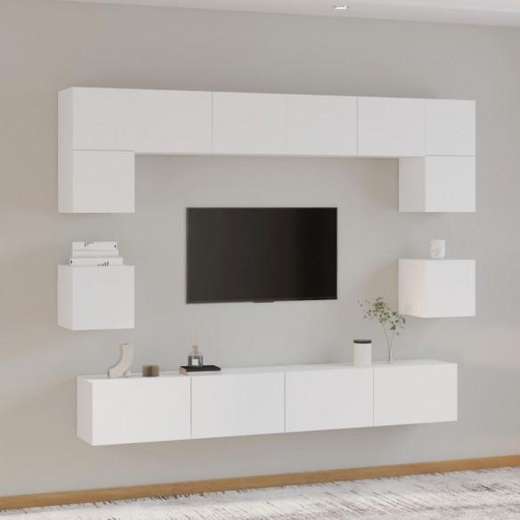 Ensemble de meubles TV 8 pcs Blanc Bois d'ingénierie