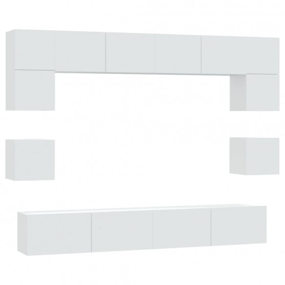 Ensemble de meubles TV 8 pcs Blanc Bois d'ingénierie