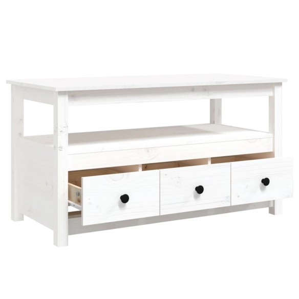 Table basse Blanc 102x49x55 cm Bois massif de pin