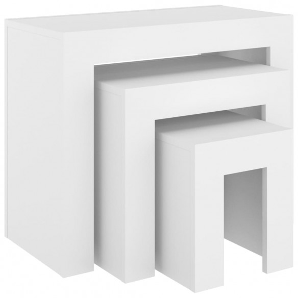 Tables basses gigognes 3 pcs Blanc Aggloméré