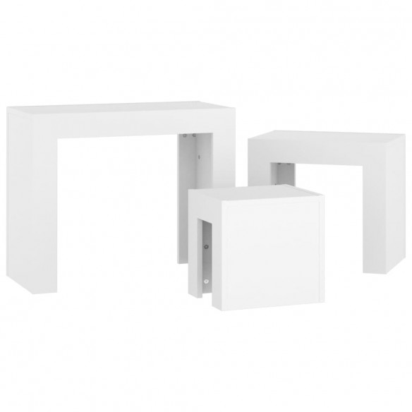 Tables basses gigognes 3 pcs Blanc Aggloméré