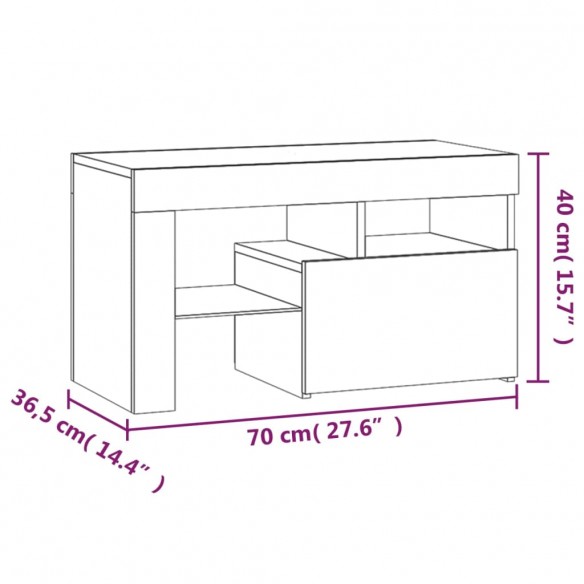 Tables de chevet 2 pcs et lumières LED Chêne fumé 70x36,5x40 cm