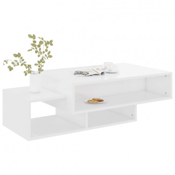 Table basse Blanc brillant 105x55x32 cm Aggloméré