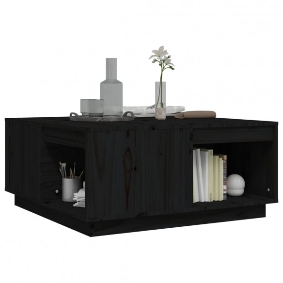 Table basse Noir 80x81x36,5 cm Bois massif de pin