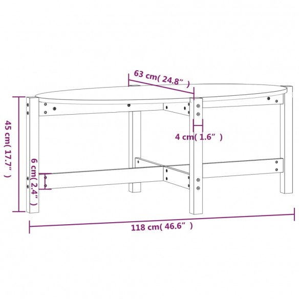 Table basse 118x63x45 cm Bois massif de pin